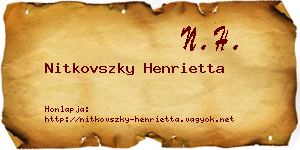 Nitkovszky Henrietta névjegykártya